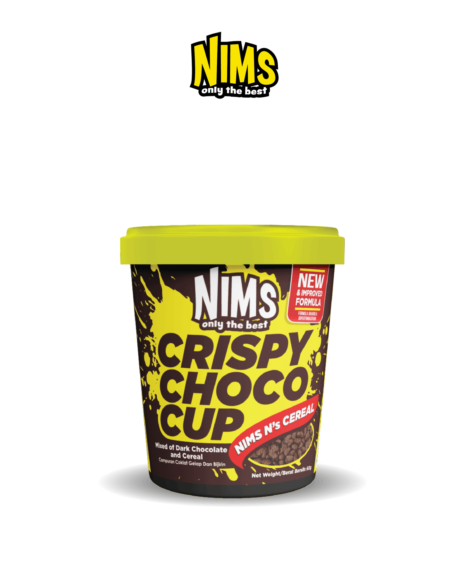 Socola Đen Nims giòn tan chảy Hạt chữ N Cereal Ly 60g